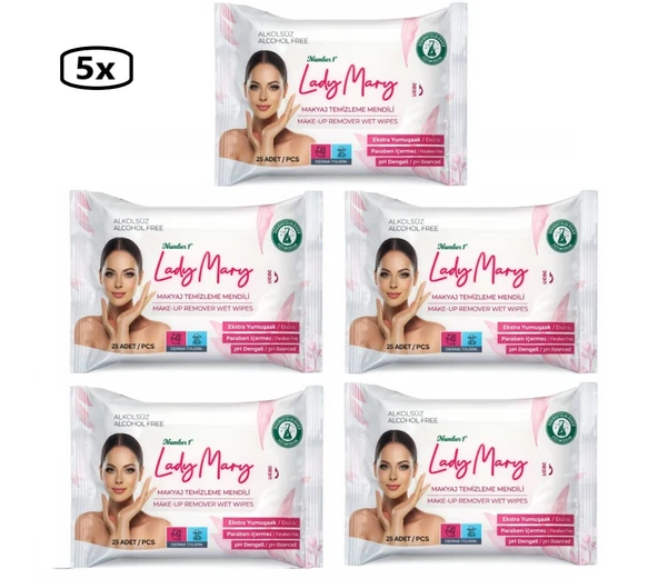 Number 1 Lady Mary Makyaj Temizleme Mendili 25'li x 5 Adet ürün görseli 1