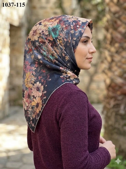 Locella Soft Pamuk Eşarp (Siyah-Yeşil) 1037-115 ürün görseli 1