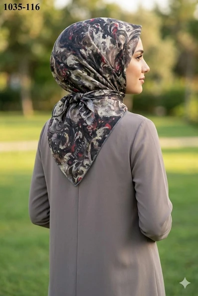 Locella Soft Pamuk Eşarp (siyah-haki) 1035-116 ürün görseli 1
