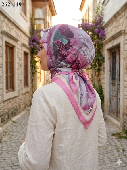 Moon Scarf Desenli Bambu Pamuk Eşarp 262-119 ürün görseli 1
