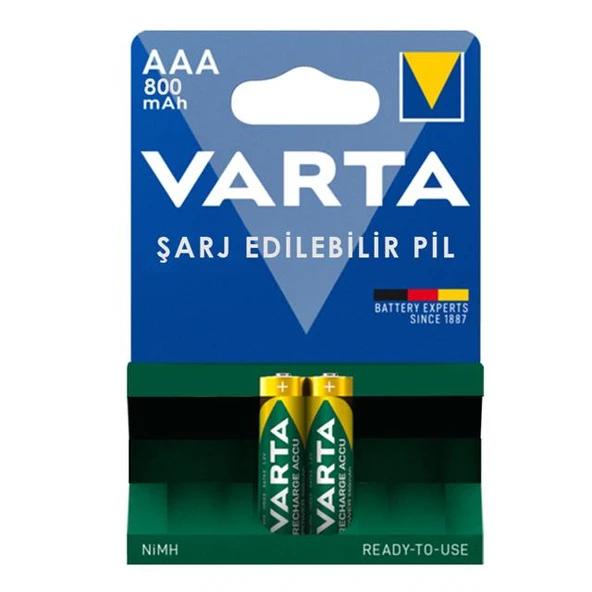 Varta 56703 1.2V 800 Mah Şarjlı AAA İnce Kalem Pil (2'Li Paket) ürün görseli 1