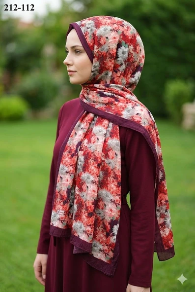 Sharell Bambu Kraş Pamuk Şal (Bordo) 212-112 ürün görseli 1