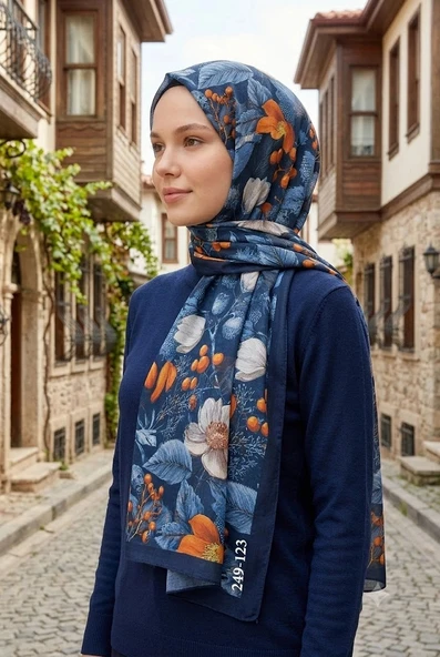 Sharell Fransız İpeği Şal (Lacivert) 249-123 ürün görseli 1