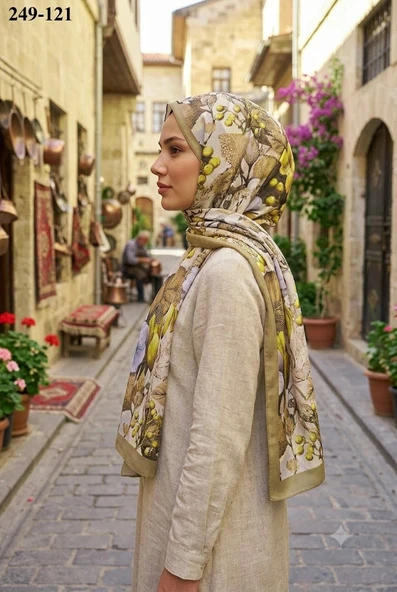 Sharell Fransız İpeği Şal (Yağ Yeşili) 249-121 ürün görseli 1