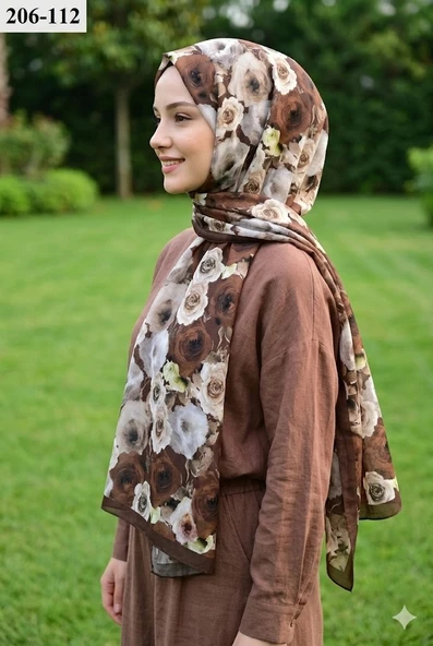 Belinda Scarf Bambu Kraş Pamuk Şal (Kahve) 206-112 ürün görseli 1