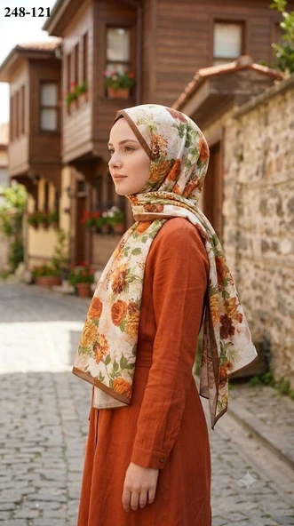 Sharell Fransız İpeği Şal (Kızıl Kahve) 248-121 ürün görseli 1