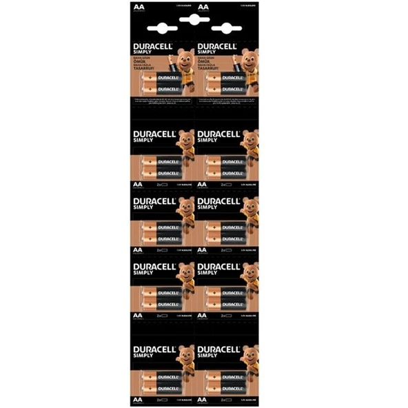 Duracell Alkalin 1.5 Volt AA 20’Li Kalem Pil LR6/MN150 ürün görseli 1