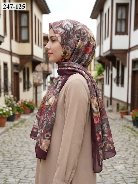 Sharell Fransız İpeği Şal (Mürdüm) 247-125 ürün görseli 1