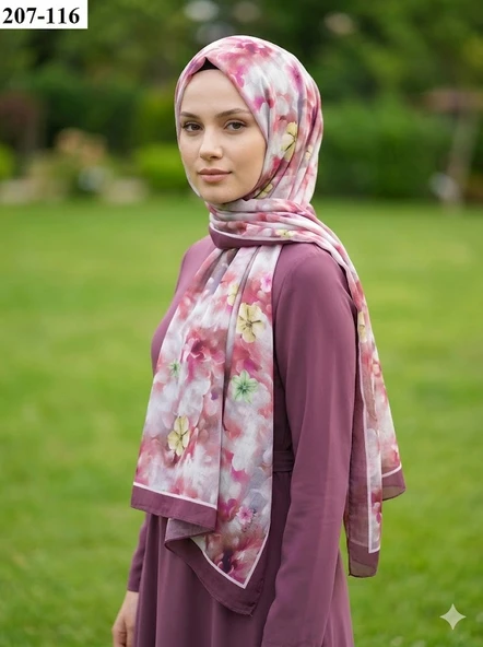 Moon Scarf Bambu Kraş Pamuk Şal (Şarabi) 207-116 ürün görseli 1