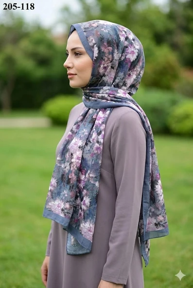 Belinda Scarf Bambu Kraş Pamuk Şal (İndigo) 205-118 ürün görseli 1
