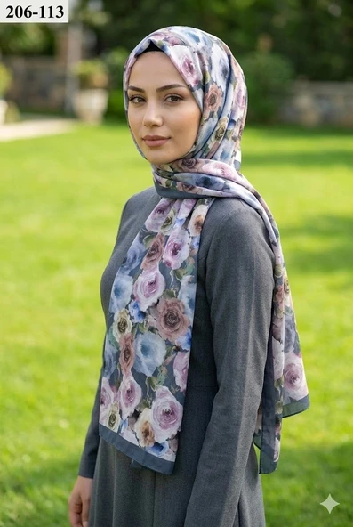 Belinda Scarf Bambu Kraş Pamuk Şal (İndigo) 206-113 ürün görseli 1