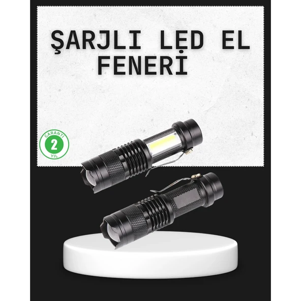 Odak Ayarlı 2000 Lümen Şarjlı LED El Feneri ürün görseli 1