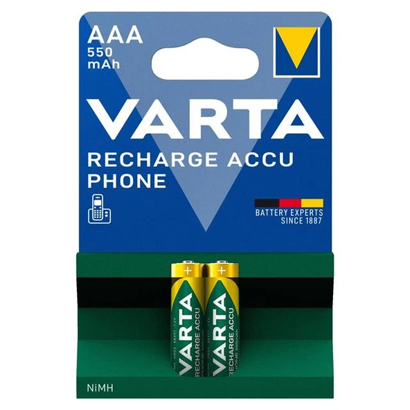 Varta Ni-Mh 1.2 Volt 550 Ma HR03 AAA Şarjlı 2'Li İnce Kalem Pil 56663 ürün görseli 1