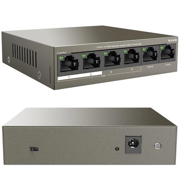 Tenda TEF1106P 2 X Uplink + 4 Port Poe Ethernet Switch 63 Watt ürün görseli 1