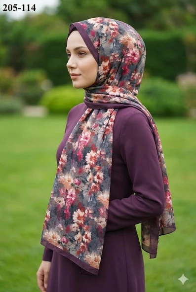 Belinda Scarf Bambu Kraş Pamuk Şal (Mürdüm) 205-114 ürün görseli 1