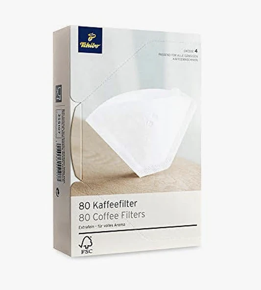 Tchibo 4 Numara (Büyük Boy) Filtre Kahve Kağıdı 3 x 80'li Beyaz ürün görseli 1