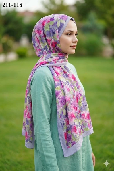 Sharell Bambu Kraş Pamuk Şal (Lila) 211-118 ürün görseli 1