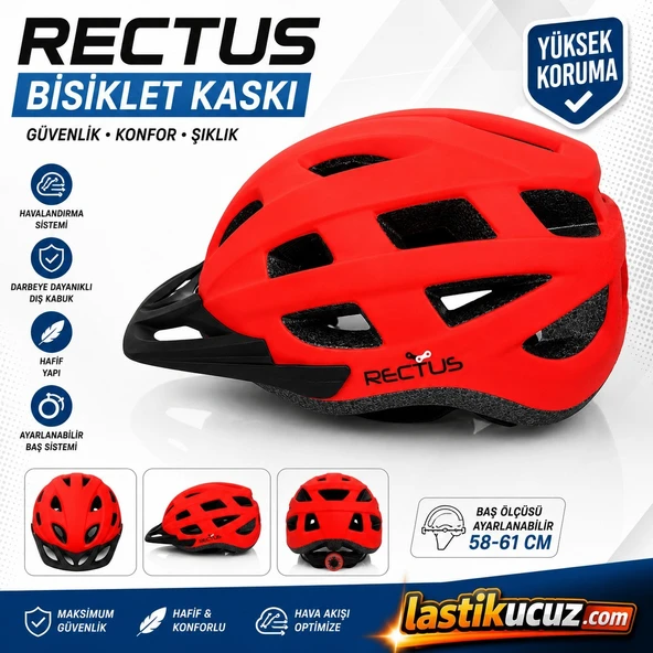 BİSİKLET KASKI Y-48 (KIRMIZI YETİŞKİN VİZÖRLÜ LED IŞIKLI BEDEN 58/61) ürün görseli 1