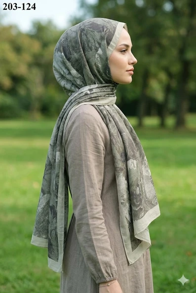 Moon Scarf Bambu Kraş Pamuk Şal (Yeşil) 203-124 ürün görseli 1