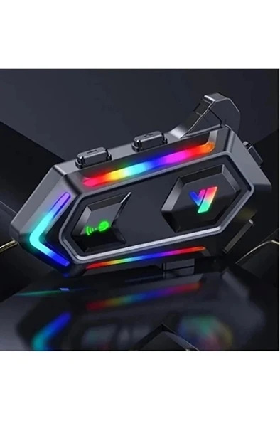 V20 Max Motor Kask Kulaklık RGB Bluetooth Motosiklet Kulaklık Intercom 2 Kişi 300 Metre Eşleşme ürün görseli 1