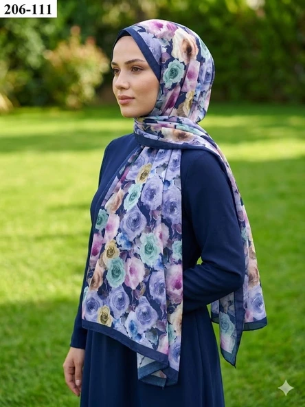 Belinda Scarf Bambu Kraş Pamuk Şal (Lacivert) 206-111 ürün görseli 1