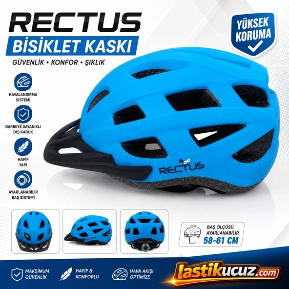 BİSİKLET KASKI Y-48 (MAVİ YETİŞKİN VİZÖRLÜ LED IŞIKLI BEDEN 58/61) ürün görseli 1