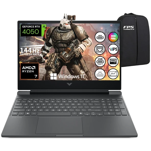 Victus 15-FB3038NT Ryzen 7 7445H RTX4050 16GB Ram 512GB SSD 15.6" Fhd IPS 144Hz W11 Taşınabilir Bilgisayar ürün görseli 1