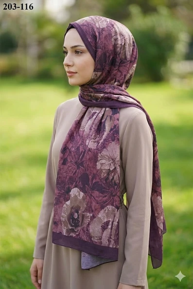 Moon Scarf Bambu Kraş Pamuk Şal (Mürdüm) 203-116 ürün görseli 1
