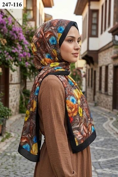 Sharell Fransız İpeği Şal (Kahve) 247-116 ürün görseli 1