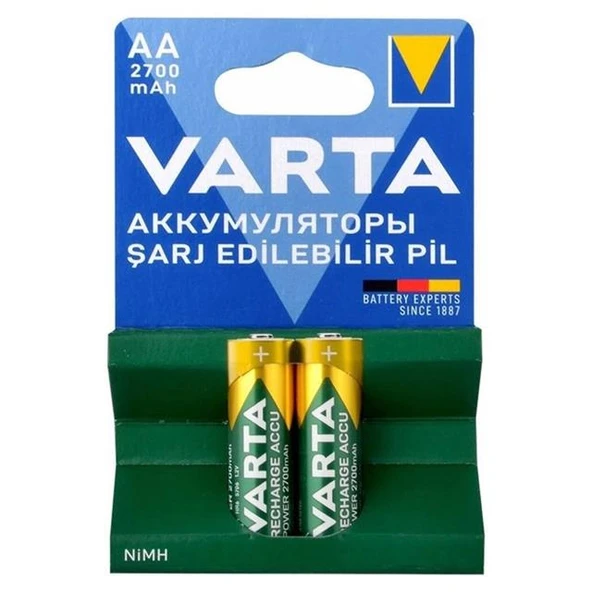 Varta Ni-Mh 1.2V 2700 Mah HR6 Şarj Edilebilir Şarjlı AA Kalem Pil (2'Li Paket) ürün görseli 1