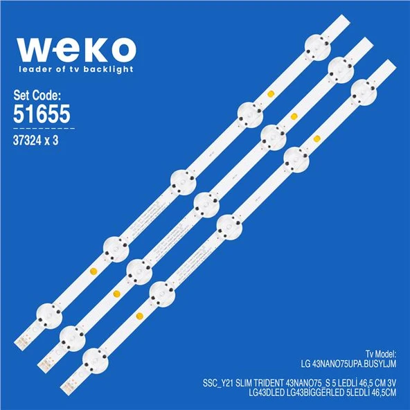 Wkset-6655 37324X3 Ssc_Y21 Slim Trıdent 43Nano75_S  3 Adet Led Bar (Tvnizi açıp içindeki led barla birebir aynısı olduğunu görmeden almayınız. Sonrasında iade ALMAMAKTAYIZ.) ürün görseli 1