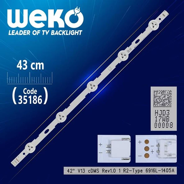 42'' V13 CDMS REV1.0 1 L2-TYPE - 6916L-1404A - 43 Cm 5 Ledli - (WK-489) Tv Led Bar (Tvnizi açıp içindeki led barla birebir aynısı olduğunu görmeden almayınız. Sonrasında iade ALMAMAKTAYIZ.) ürün görseli 1