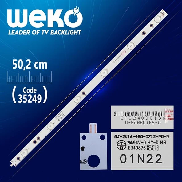 GJ-2K16-490-D712-P5-R - 01N22 - (50.2 Cm) -  6 Ledli - (WK-906) - Tv Led Bar (Tvnizi açıp içindeki led barla birebir aynısı olduğunu görmeden almayınız. Sonrasında iade ALMAMAKTAYIZ.) ürün görseli 1