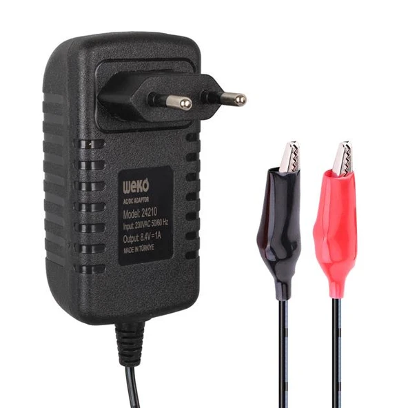 Weko 7.2 Volt - 1 Amper Krokodil Uçlu Priz Tipi Yerli Üretim Akü Şarj Adaptörü ürün görseli 1