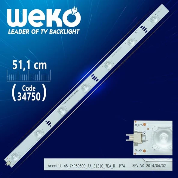 ARCELIK_48_ZKP60600_AA_2121C_7EA_R P74 REV.V0 - 51.1 Cm 7 Ledli - WK-51 Led Tv Bar ürün görseli 1