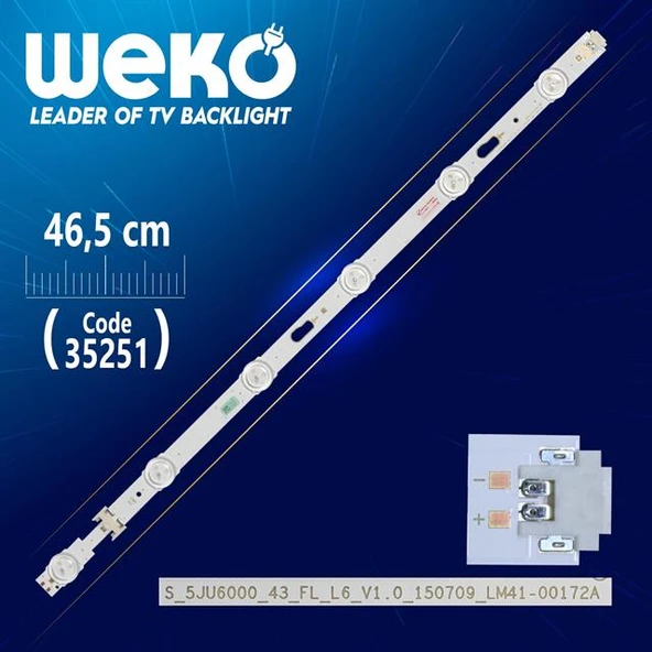 S_5JU6000_43_FL_L6_V1.0_150709_LM41-00172A - 46.5 Cm 6 Ledli   (WK-908) Tv Led Bar (Tvnizi açıp içindeki led barla birebir aynısı olduğunu görmeden almayınız. Sonrasında iade ALMAMAKTAYIZ.) ürün görseli 1