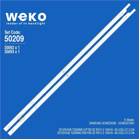 Wkset-5209 35692X1 35693X1 2012Svs46 7032Nnb 2D 2 Adet Led Bar (60Led) (Tvnizi açıp içindeki led barla birebir aynısı olduğunu görmeden almayınız. Sonrasında iade ALMAMAKTAYIZ.) ürün görseli 1