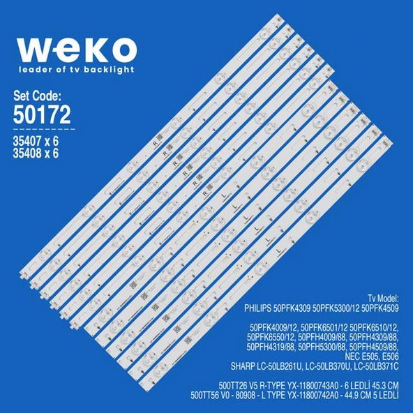 Wkset-5172 35407X6 35408X6 12 Adet Led Bar (Tvnizi açıp içindeki led barla birebir aynısı olduğunu görmeden almayınız. Sonrasında iade ALMAMAKTAYIZ.) ürün görseli 1