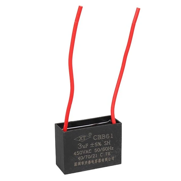 3 Uf 450 Volt Kablolu Kare Tip Kutupsuz Kondansatör ürün görseli 1