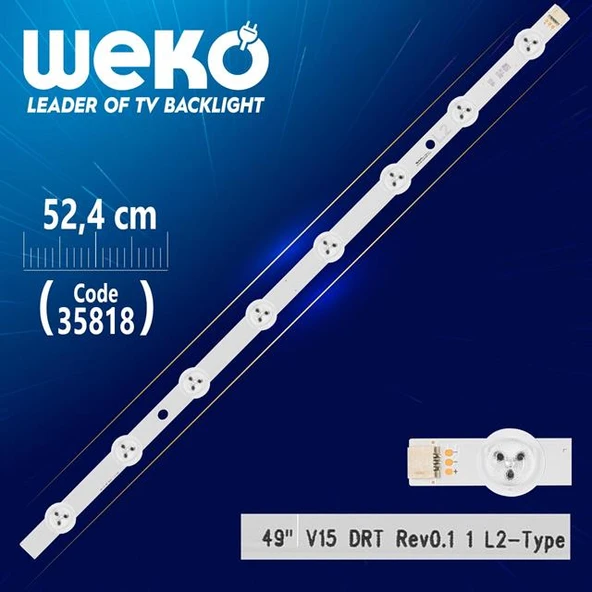 49'' V15 DRT REV0.1 1 L2-TYPE - 52.4 Cm 8 Ledli - WK-1281 Led Tv Bar ürün görseli 1