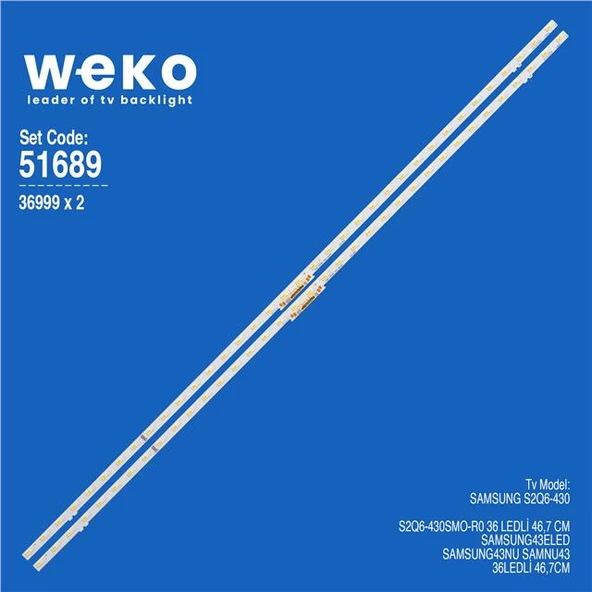 Wkset-6689 36999X2 S2Q6-430Sm0-R0  2 Adet Led Bar Two Color (İki Renk) (36Led) (Tvnizi açıp içindeki led barla birebir aynısı olduğunu görmeden almayınız. Sonrasında iade ALMAMAKTAYIZ.) ürün görseli 1