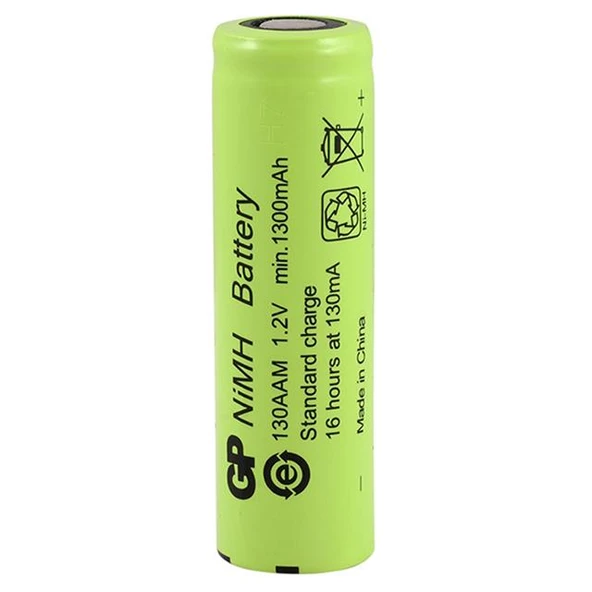 Gp  1.2 Volt 1300 Ma Düz-Kafa Şarjlı Kalem Pil 130AAM ürün görseli 1