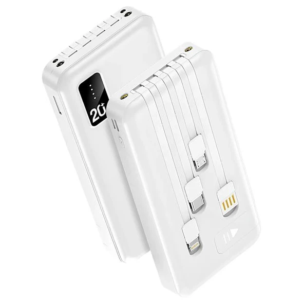 Powerway TX209 20.000Mah Kablolu Dijital Göstergeli Fenerli Powerbank Dahili Telefon Stand (MİCRO - TYPE C - LİGHTNİNG) ürün görseli 1