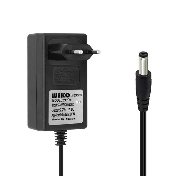 Weko 7.2Volt - 1Amper 5.5X2.5 Uçlu Ledli Yerli Üretim Priz Tipi Adaptör ürün görseli 1