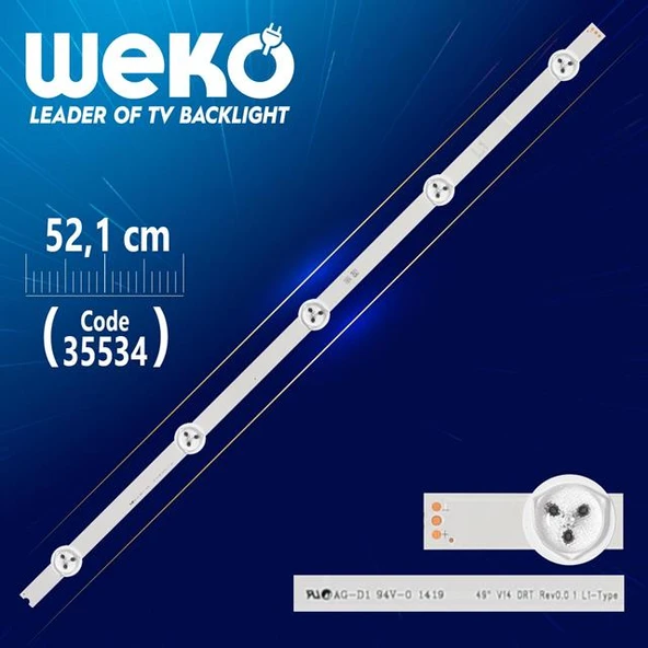 49'' V14 DRT REV0.0 1 L1-TYPE - 52.1 Cm 5 Ledli - WK-1067 Led Tv Bar ürün görseli 1