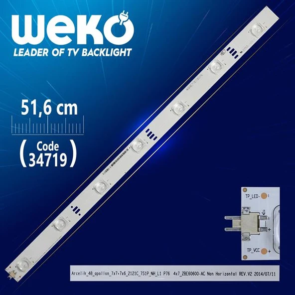 ARCELİK_48_APOLLON_7X7+7X6_2121C_7S1P_NH_L1 P76 4X7 ZBE60600-AC NON HORİZONTAL REV.V3 - WK-13 Led Tv Bar ürün görseli 1