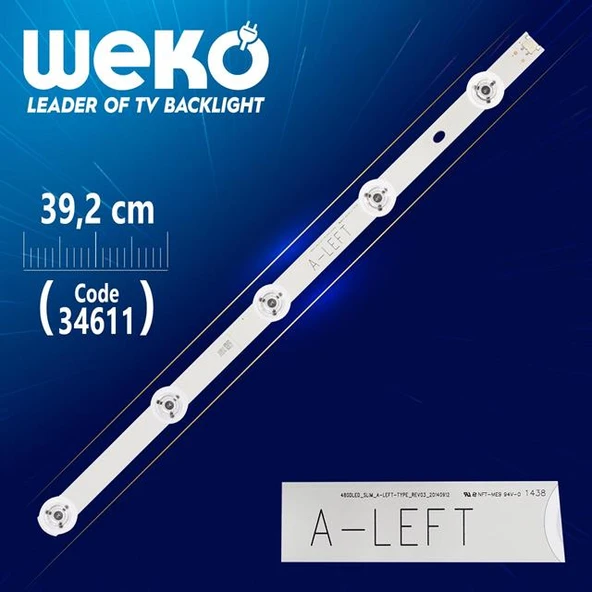 480DLED_Slim_A-LEFT-TYPE_REV03 - 39.2 CM 5 LEDLİ (WK-659) Tv Led Bar (Tvnizi açıp içindeki led barla birebir aynısı olduğunu görmeden almayınız. Sonrasında iade ALMAMAKTAYIZ.) ürün görseli 1