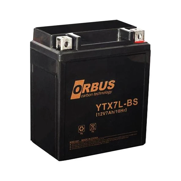 Orbus 12 V 7 Amper Elektrikli Karbon Bisiklet Aküsü YTX7L-BS ürün görseli 1