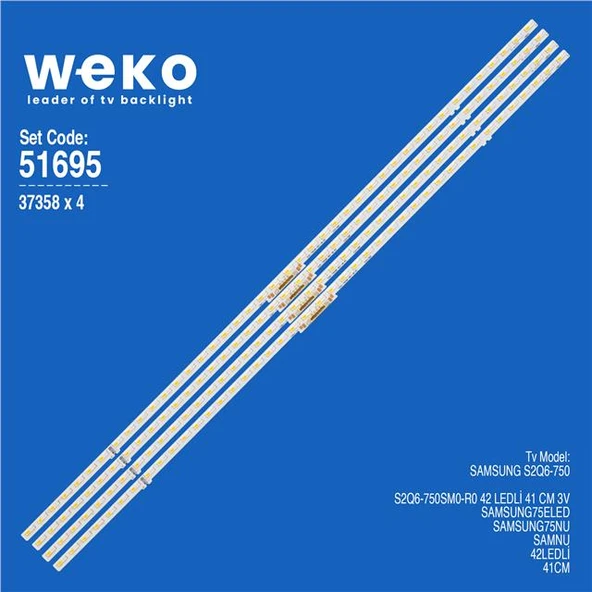 Wkset-6695 37358X4 S2Q6-750Sm0-R0 4 Adet Led Bar Two Color (İki Renk) (42Led) (Tvnizi açıp içindeki led barla birebir aynısı olduğunu görmeden almayınız. Sonrasında iade ALMAMAKTAYIZ.) ürün görseli 1