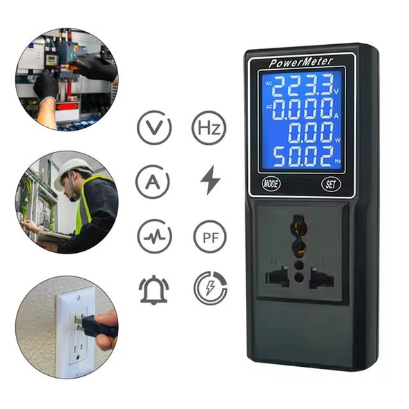 Powermaster PM-26400 Volt Amper Watt HZ Güç Ölçer Dijital Ekranlı (Powermeter) ürün görseli 1